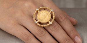 Vintage Coin Design Gold Plated Statement Ring