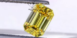 Yellow Fancy Emerald Cut Lab Grown Diamond For Making Any Type Jewelry