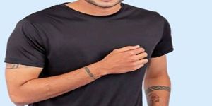 Mens Dot Knit Black Round Neck T-Shirt