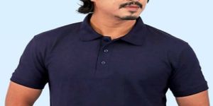 Mens Nevy Blue Poly Cotton Polo T-Shirt