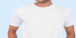Mens Plain White Polyester Round Neck T-Shirt