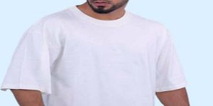 Mens White Cotton Bio Washed Round Neck T-Shirt