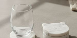 Marble Cat Shape Coaster Set