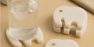 Marble Elephant Shape Coaster Set