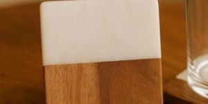 Marble Wood Square Coaster Set