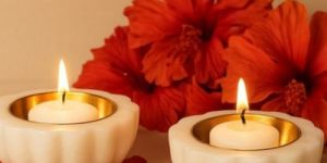 Round Marble Brass Diya