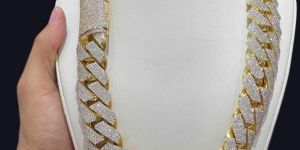 22 Mm VVS Moissanite Diamond 925 Sterling Silver Chain