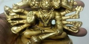 Brass Sitting Panchmukhi Hanuman Ji Statue