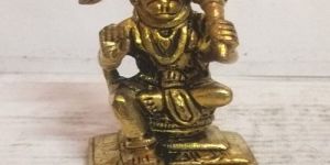 Golden Brass Sitting Hanuman Statue