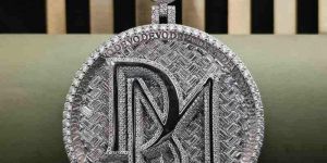 Elegant Full Iced Out Baguette and Round Cut DM Diamond Pendant