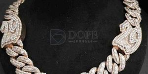 Mens Luxury Fully Iced Out Rose Gold Plated Diamond Cuban Chain