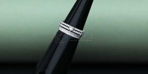 Unisex 14KT Fine Gold Double Row Diamond Wedding Band