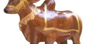 Wooden Bull Statue (Handcrafted)