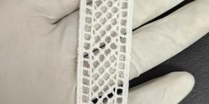 White Geometric Pattern Polyester GPO Lace
