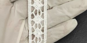 White Polyester Embroidered Gpo Lace