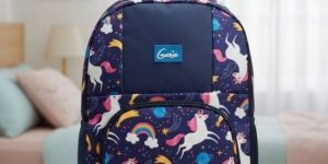 Polyester Blue Printed School Bag