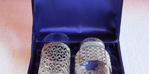 Decorative German Silver Plated Glass Bottle Set