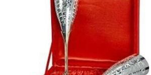 Silver Plated Engraved Brass Wine Glass Set
