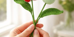 crochet heart tulip flower