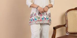 cotton embroidery threads short 2pcs kurta set
