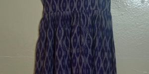 Dark Blue Georgette Printed Ladies Frock