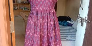 Pink Party Wear Printed Frock