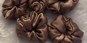 Dark Brown Satin Scrunchies