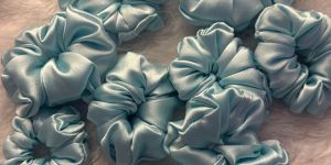 Light Grey Satin Scrunchies