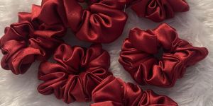 Maroon Satin Scrunchies