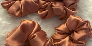 Rust Brown Satin Scrunchies