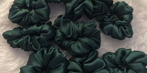 Teal Green Satin Scrunchies