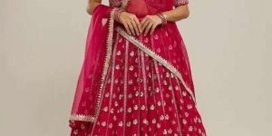 Pink Georgette Embroidered Lehenga Choli