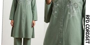 Ladies Embroidered Cotton Long Kurti Co-ord Set