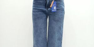 Ladies Vintage Blue Relaxed Wide Leg Denim Jeans
