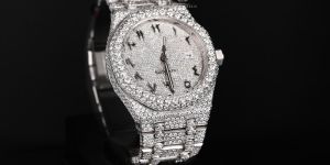 White Tone Arabic Dial Luxury Full Iced Out Moissanite Diamond Watch