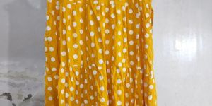 Yellow Dotted Pattern Cotton Sleeveless Gown