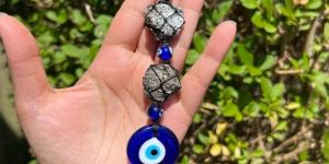 Pyrite Cluster Evil Eye Hanging Decor