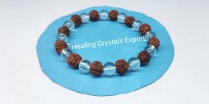 Rudraksha Clear Quartz Beaded Stretch Bracelet