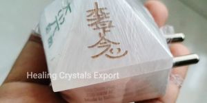 Selenite Pyramid LED Plug in Crystal Lamp