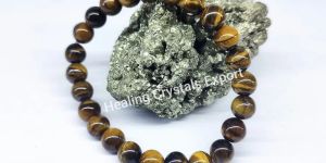 Tiger Eye Polished Beaded Elastic Bracelet