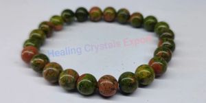 Unakite Mixed Tone Beaded Stretch Bracelet