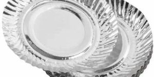 plain round silver paper plate