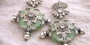 oxidized silver jhumka earrings