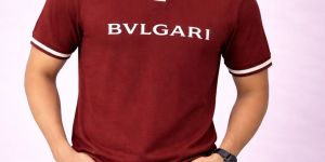 Men Maroon Printed Short Sleeve Polo T-Shirt