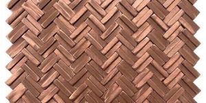 aluminium 3d herringbone metallic rose gold matte hairline wall tiles