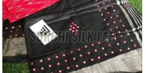 Mirror Work Linen Saree