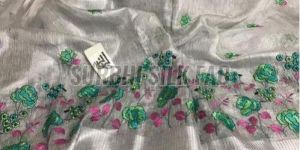 Silver Tissue Linen Saree