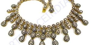 Victorian Gold Plated Diamond Silver Necklace