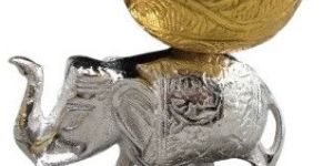 Silver Elephant With Golden Bowl