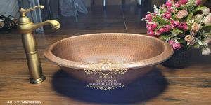 Single Bowl Copper Oval Wash Basin